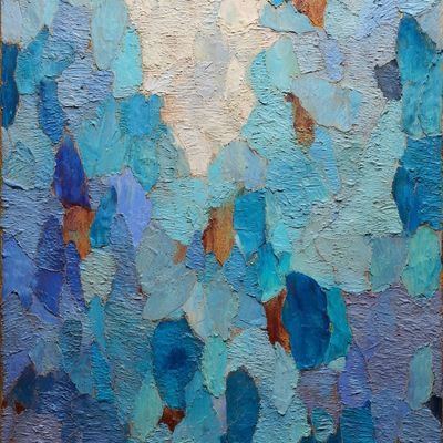 Abstract Blue Textured Painting