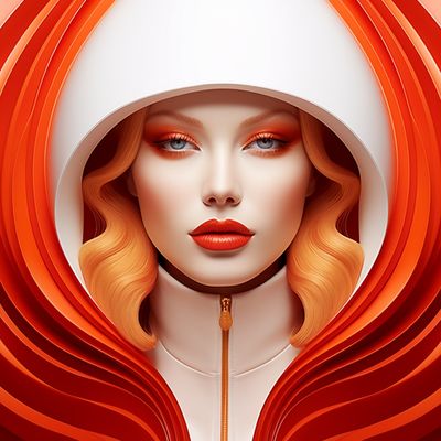 Abstract Portrait with Orange Circles