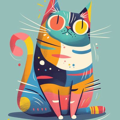 Colorful Striped Cat