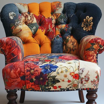 Vintage Floral Patchwork Armchair