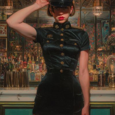 Vintage Military-Inspired Leather Dress