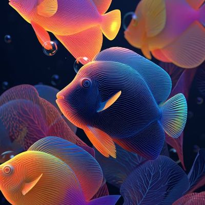 Colorful Fish in Dark Water