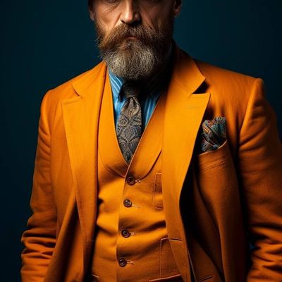 Elegant Man in Vibrant Orange Suit