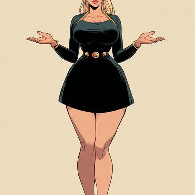 Giant Breasts in Black Dress