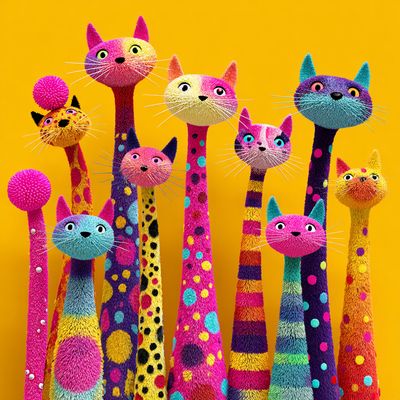 vivivesper super cute cartoon cats with long skinny necks pompo 46013392 3cfc 484b 9527 ec495023a4f1