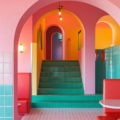 Im fine An architectural space in Morroco with trompe loeil and 1cc5a976 dc08 4aa2 9144 1a8c2b0dc574