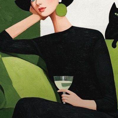 Elegant Woman with Cat