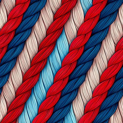 Braided Threads in Red, Blue, and Cream