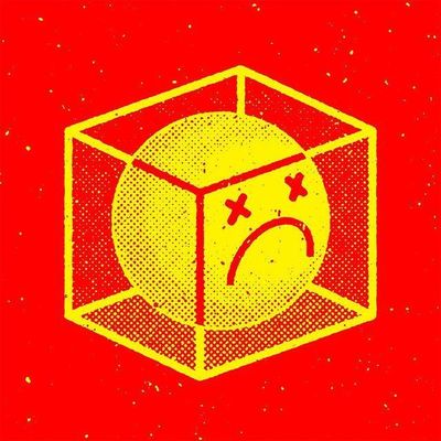 Sad Face in Yellow Cube sad face cube red yellow