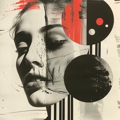 Abstract Woman's Face with Circles