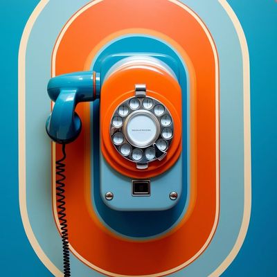 Retro Rotary Phone on Vibrant Background