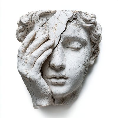 Cracked Clay Sculpture of a Woman