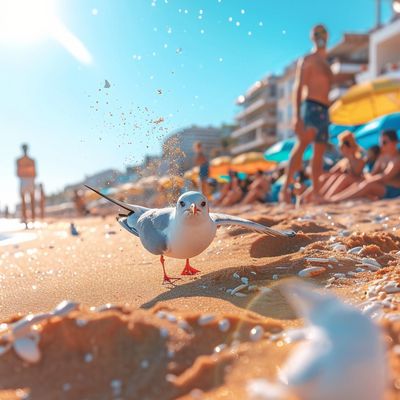 Seagull on Sandy Beach