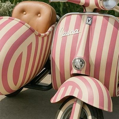 Vintage Vespa with Pink Stripes