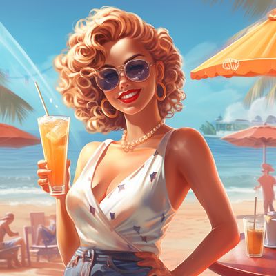 Lt galleri happy girl on the beach drinking a cocktail beach re 89abdfbc d4d6 4e04 9a13 5a988f3a7cb8