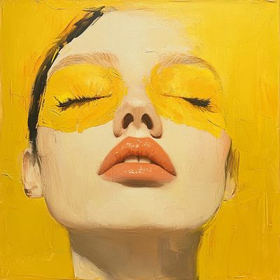 Abstract Woman's Face with Yellow Highlights