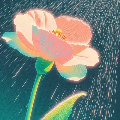 Rainbow Rose in Rain