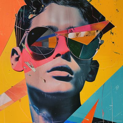 Abstract Portrait with Broken Sunglasses
