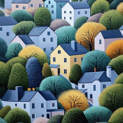 Colorful Village Landscape