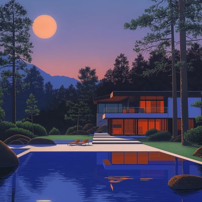 Modern House at Sunset