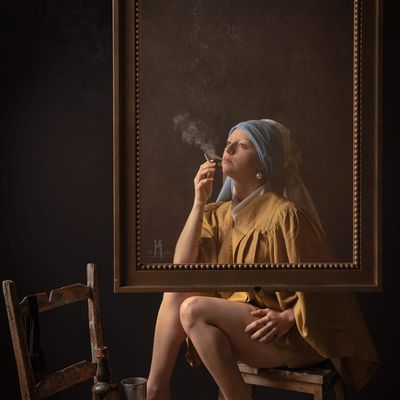 Girl Smoking in Renaissance Style
