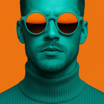 Teal Sunglasses on Orange