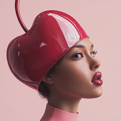 Glossy Heart-Shaped Helmet