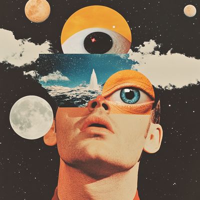 Surreal Portrait with Celestial Elements