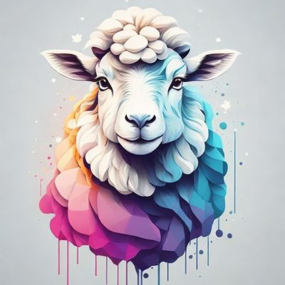 Colorful Sheep Portrait
