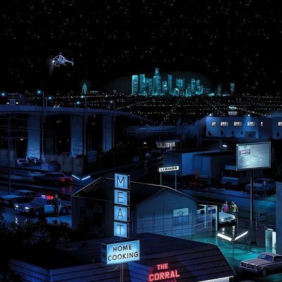 Urban Night Scene with Neon Signs