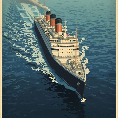 Vintage Cruise Ship Illustration
