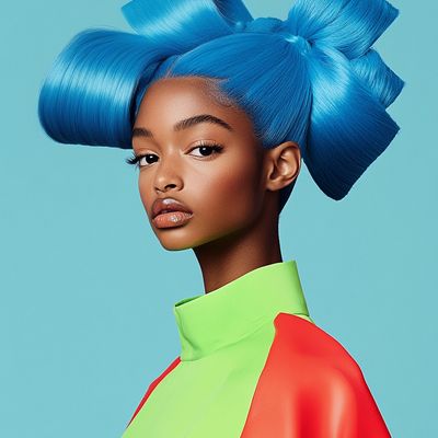 Bold Blue Hair and Neon Fashion