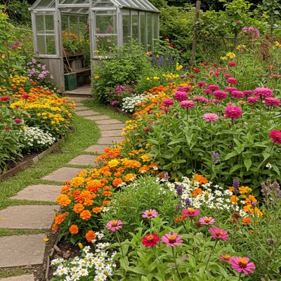 Garden Path with Vibrant Flowers