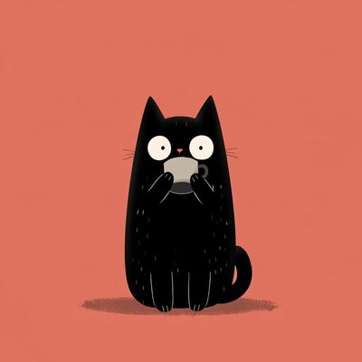 Black Cat Drinking