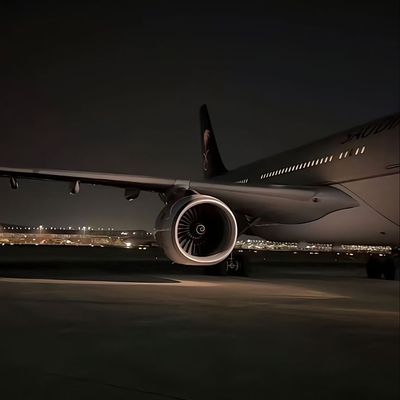 Nighttime Airplane on Runway