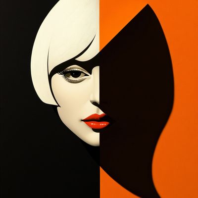 Abstract Woman's Face Split