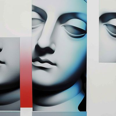 Abstract Face Triptych
