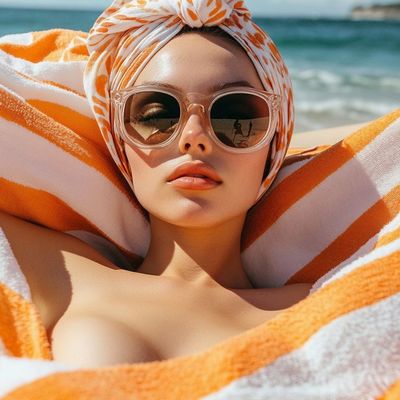 Beach Babe in Orange Towel