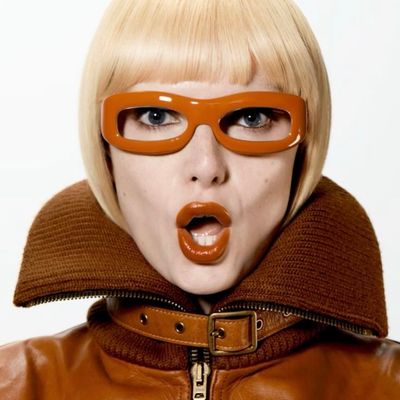 Blonde Model in Orange Glasses