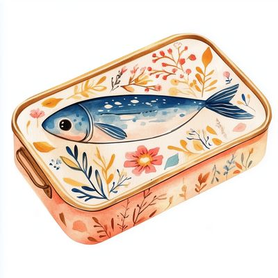 Fish on Floral Lunch Box