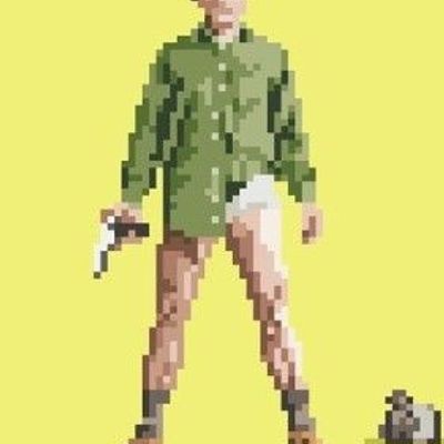 Pixelated Man Playing Soccer