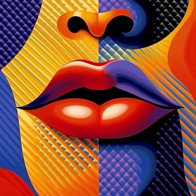 Abstract Artwork with Vibrant Lips