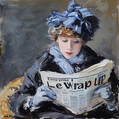 Woman Reading Newspaper in Winter