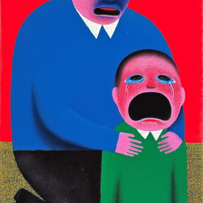 Crying Child Held by Adult