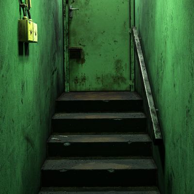 Abandoned Green Stairwell