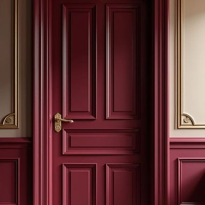Elegant Red Door with Gold Hardware
