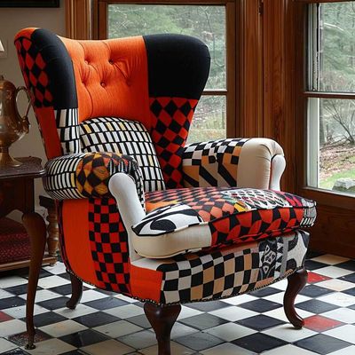 Patchwork Wingback Chair