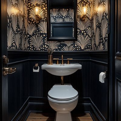 Elegant Black and Gold Bathroom