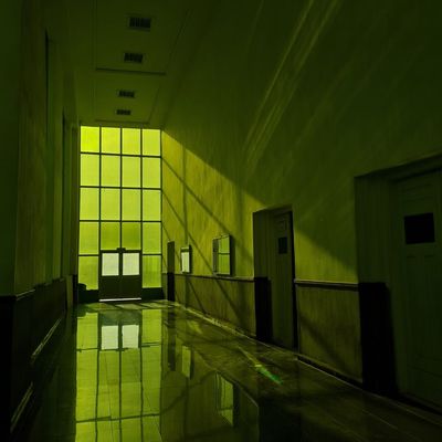 Green-lit corridor