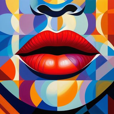 Abstract Artwork with Vibrant Lips